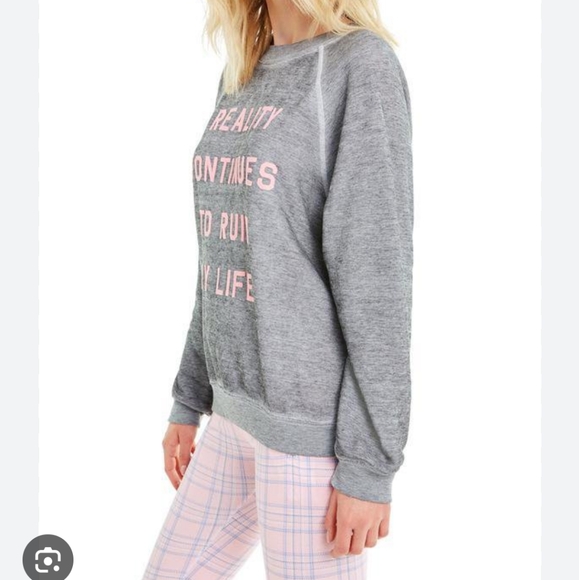 NWT Wildfox  Reality Continues To Ruin My Life Sweatshirt Crew Neck Size Small - Picture 5 of 11